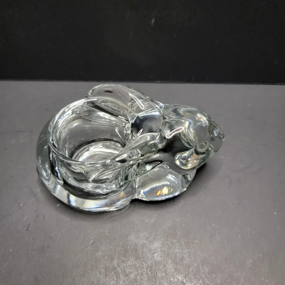 Vintage Indiana Clear Glass Bunny Voltive/tealight Candle Holder